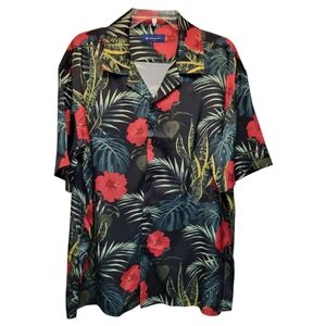 Southern Gents Mens Camp Collar Shirt - Black Tropics - Size L